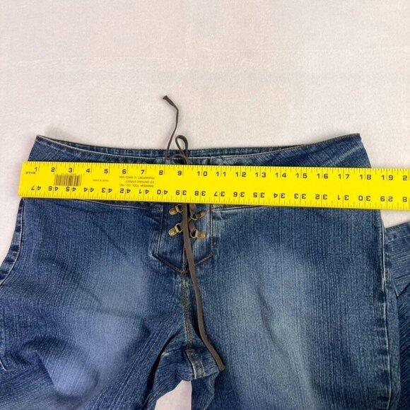 Jordache Jeans Women 15/16 Lace Up Y2K 90 Low Rise Denim Corset Bootcut Vintage - Picture 7 of 12
